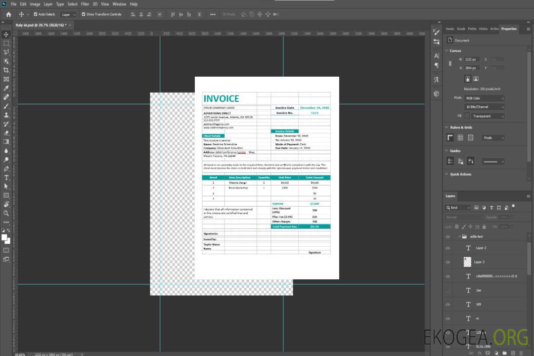 Modèle de facture d'agence professionnelle template